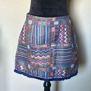 💖SHEIN Aztec print mini skirt with ribbon hem
